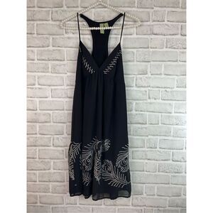 Johnny Martin Women's Black Racerback Sequin Feather Tank Dress Sz S